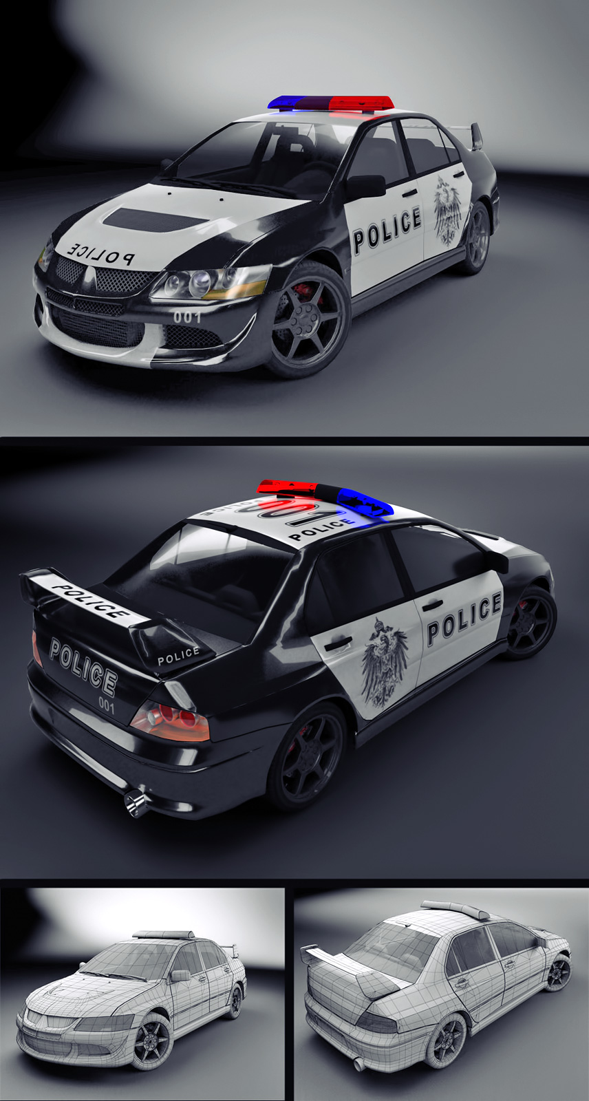 3d модель Mitsubishi Lancer Evo IX middle-poly