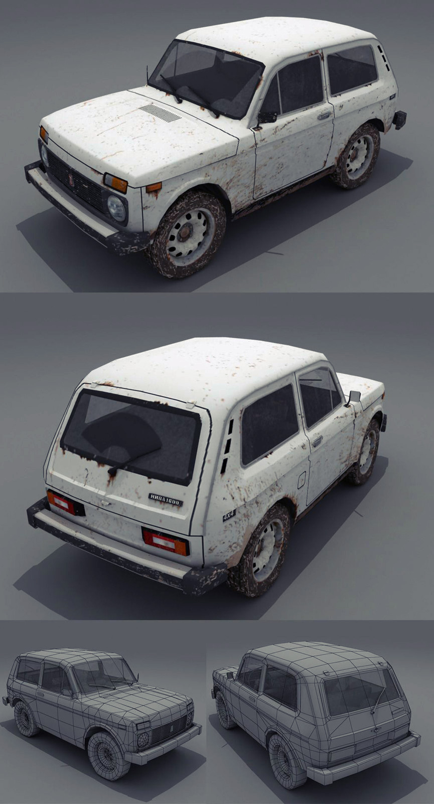 3d modelling car модель ВАЗ 2121 Нива low-poly